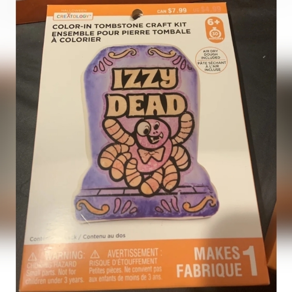 HALLOWEEN Color in Tombstone Craft Kit w/ Air Dry Dough Creatology 6+~New